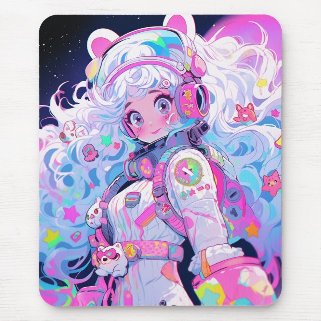 Mousepad Rapariga do Astronauta Espacial de Kawaii Moe Past (Frente)