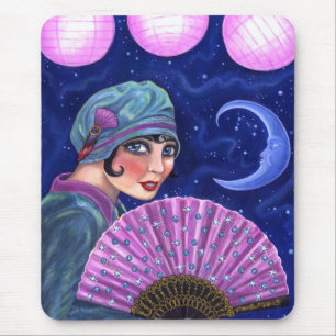 Mousepad Rapariga dos 20 anos Flapper Garota Fan Stars