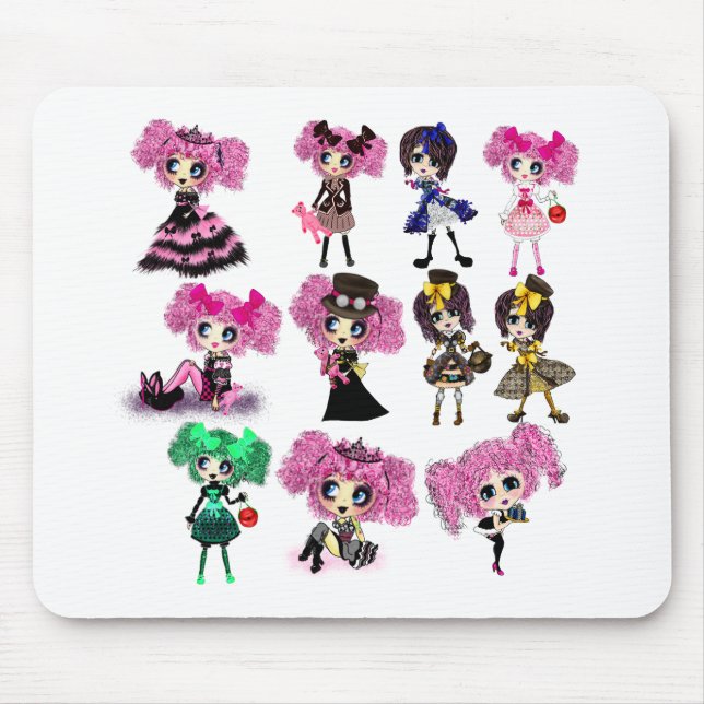 Mousepad Rapariga estudante Kawaii com PinkyP (Frente)