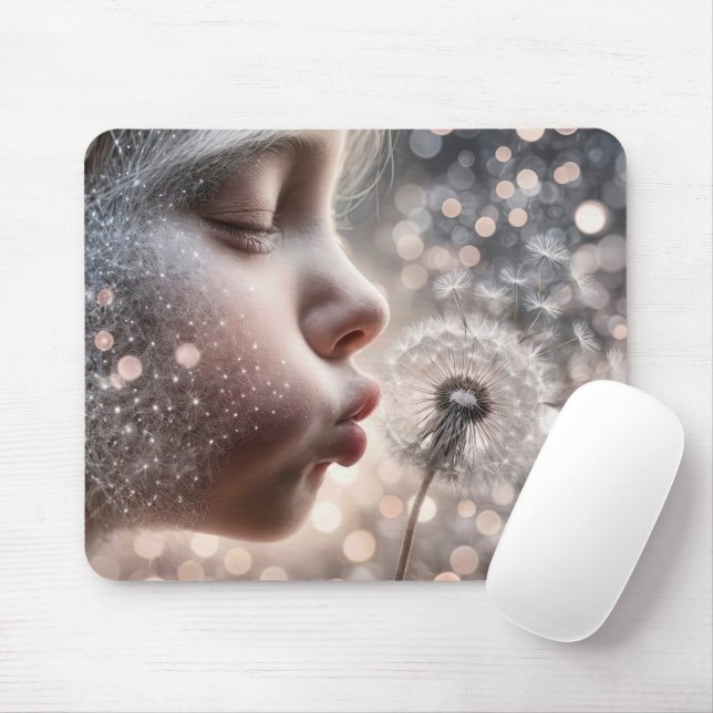 Mousepad Rapariga Jovem Soprando Sementes De Dandelion (Com mouse)