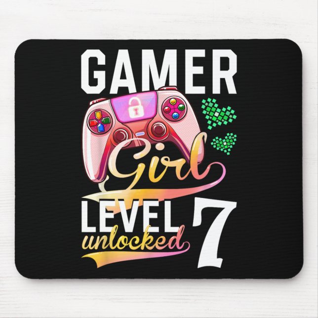 Mousepad Rapariga Nível 7 7 de jogos de vídeo desbloqueados (Frente)