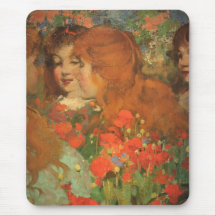 Raparigas com papagaios vermelhos (por George Henr