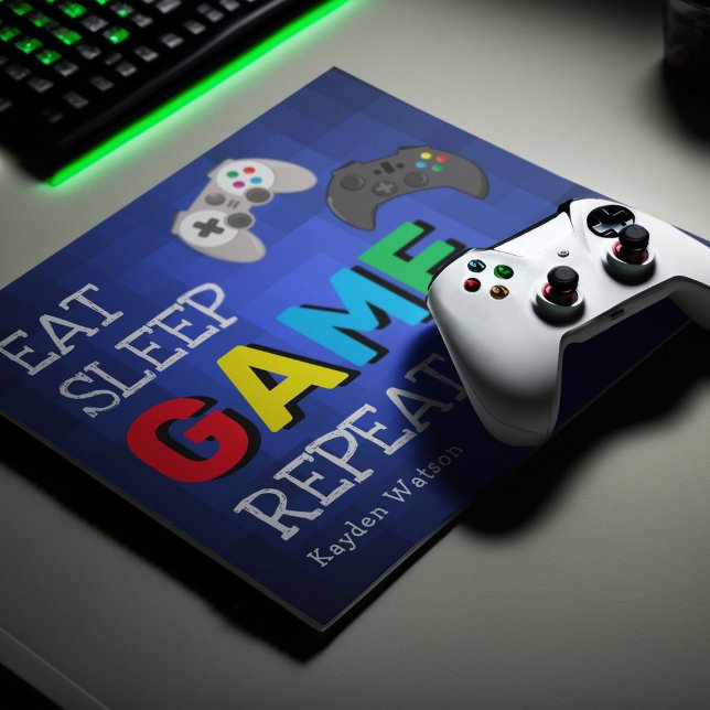 Mousepad Rapaz 'Comer, Dormir, Jogar, Repetir' Legal (Criador carregado)