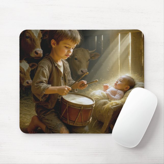 Mousepad Rapaz Drummer com Jesus bebê em um gerente (Com mouse)