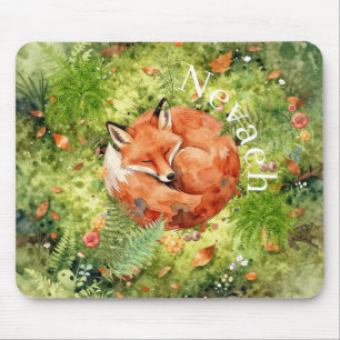 Mousepad Raposa Adormecida Caprichosa Ilustração Florest
