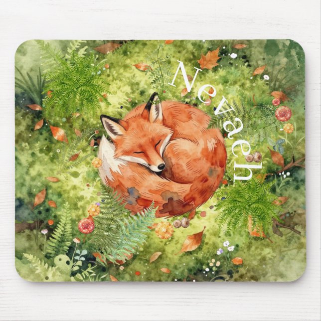 Mousepad Raposa Adormecida Caprichosa  | Ilustração Florest (Frente)