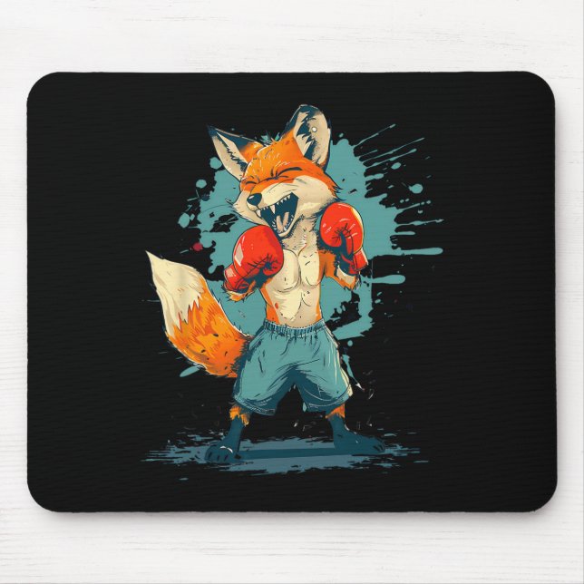 Mousepad Raposa Boxeadora Com Luvas de Boxe Kickboxing Boxi (Frente)