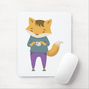 Mousepad Raposa-branca com xícara de chá