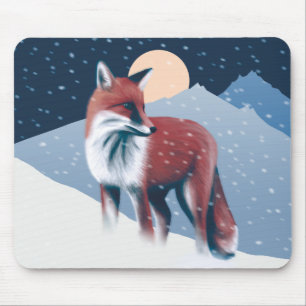 Mousepad Raposa-De-Corte Na Ilustração Da Neve De Inverno