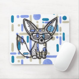 Mousepad Raposa Fennec Legal com Óculos de Sol Padrão Geomé