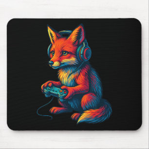 Mousepad Raposa Jogando Com Fones de Ouvido Vídeos Engraçad