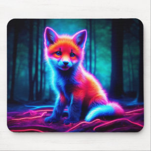 Mousepad Raposa mística de neon em florestas encantadas bri