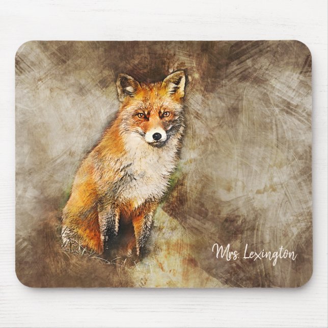 Mousepad Raposa Selvagem Personalizada na Arte Natureza (Frente)
