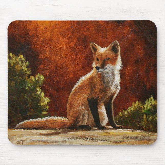 Mousepad Raposa Vermelha Cuta Sentada No Sol (Frente)