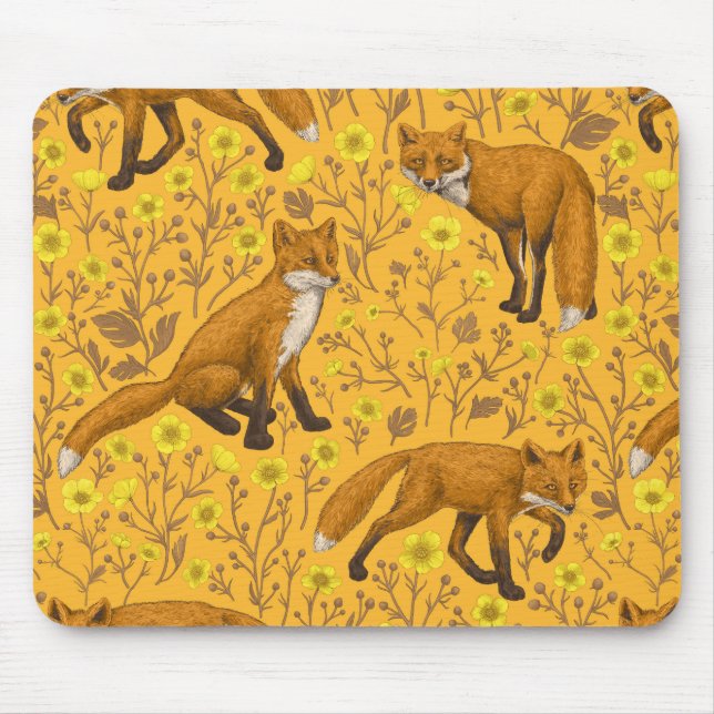 Mousepad Raposas e ampolas em laranja (Frente)