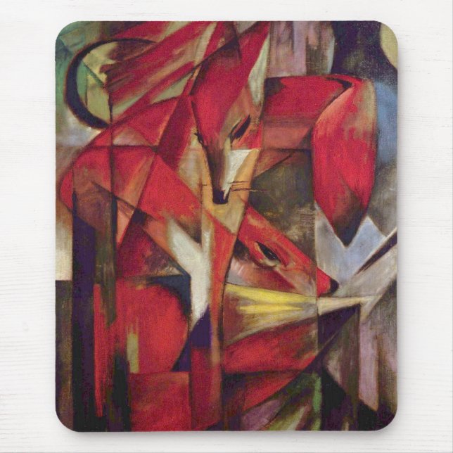 Mousepad Raposas por Franz Marc, Arte Cubista Abstrata Anti (Frente)