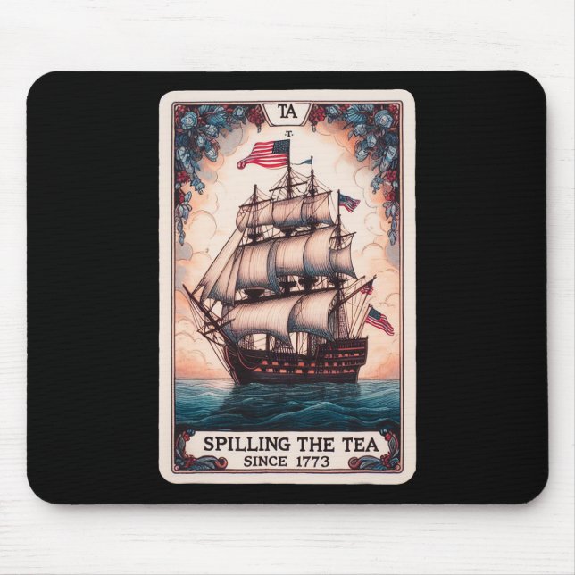 Mousepad Rasgando O Chá Desde 1773 Tarot Card 4 De Julho (Frente)