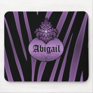 Mousepad Raspas Negras Roxas de Zebra com Placa Nameixa