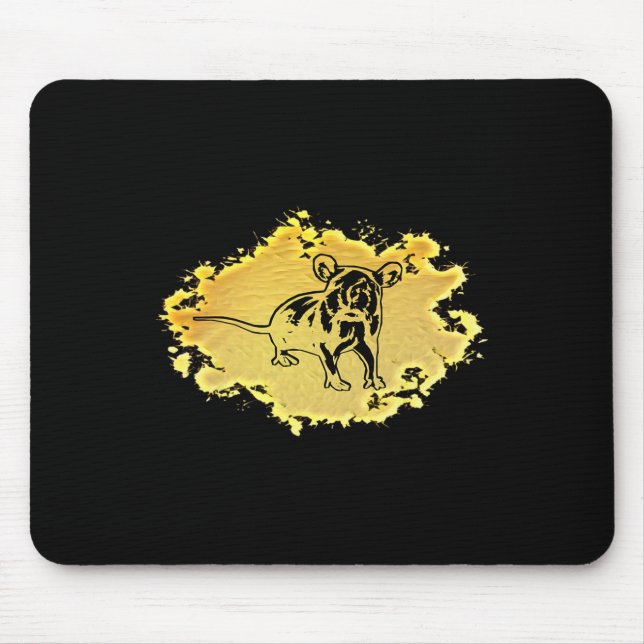 Mousepad Rat Motif Rodent Cute Rat Mão Queijo Anima (Frente)
