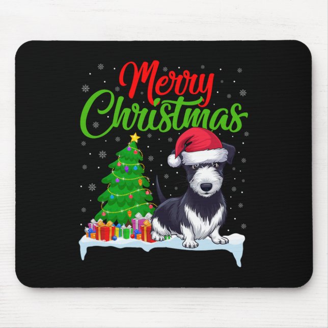 Mousepad Rat Terrier Cog Árvore De Natal Luz Engraçado Xmas (Frente)