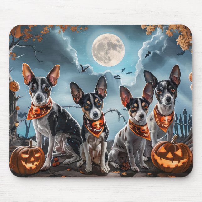 Mousepad Rat Terrier Halloween Spooky (Frente)