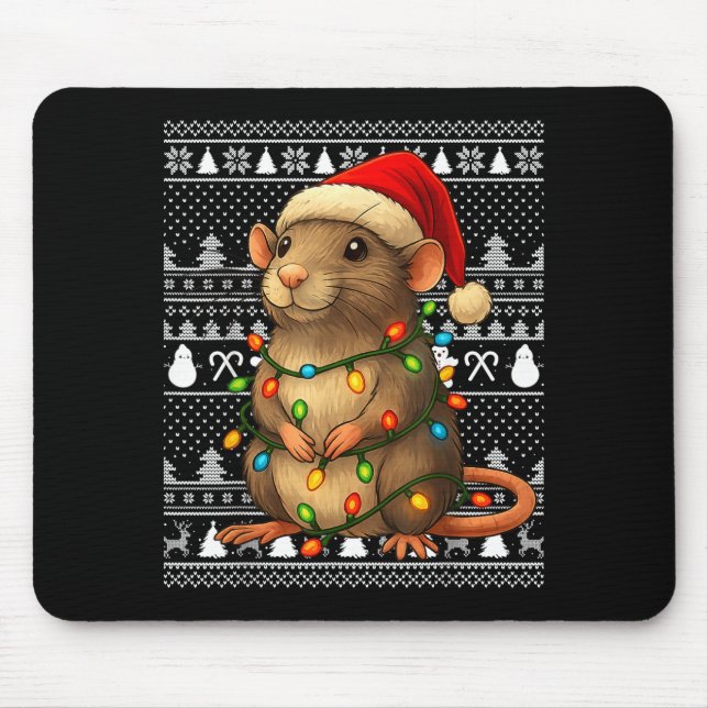 Mousepad Rat Ugly Christmas Santa Costume Family Xmas Women (Frente)