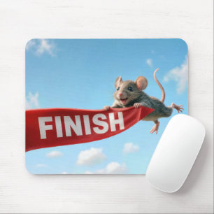 Mousepad Rato Agarrado a uma Fita Vermelha de Linha de Cheg