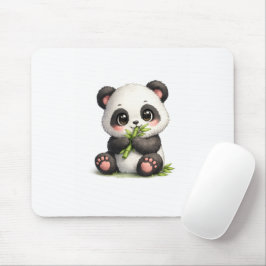 Mousepad Rato Almofadado de Panda Bebê Fofo Comendo Bambu