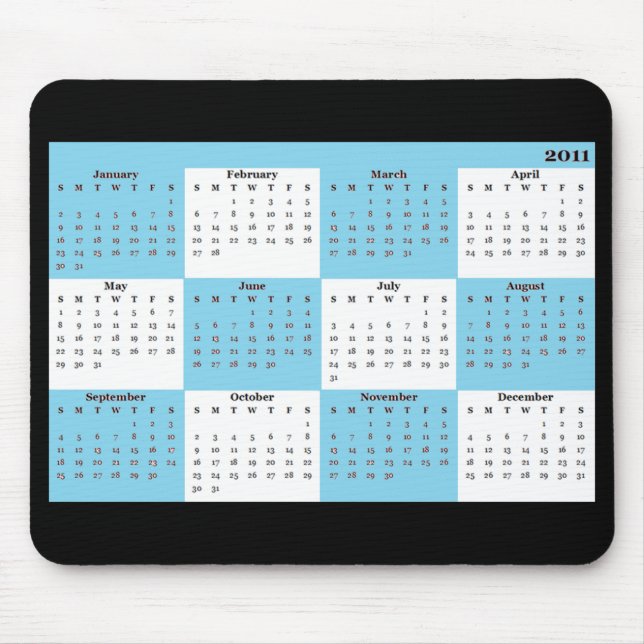 Mousepad Rato azul calendário 2011 (Frente)