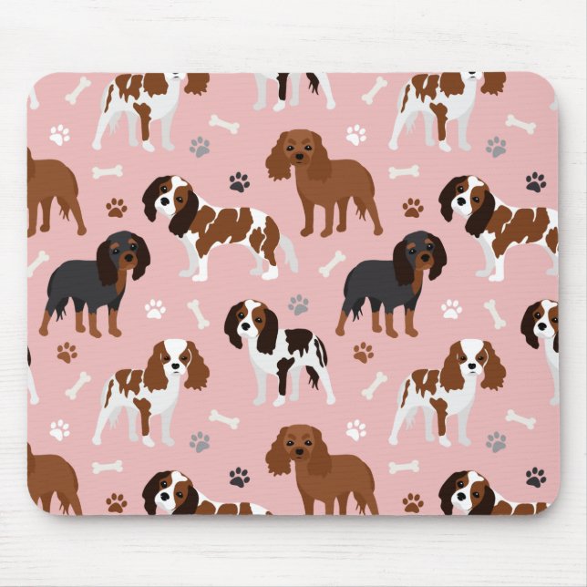Mousepad Rato Cavalier King Charles Spaniel Paws e Bones (Frente)