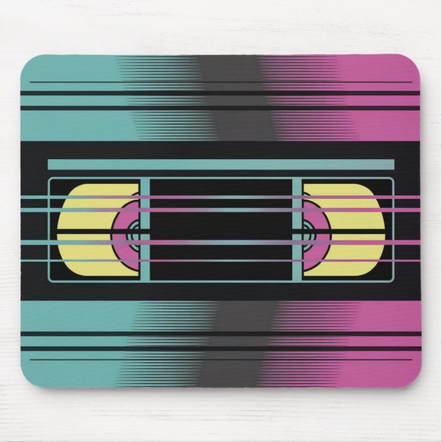 Mousepad Rato com Estética Retro de Falha de VHS (Frente)