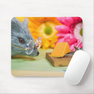Mousepad Rato com óculos e queijo