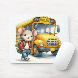 Mousepad Rato Com Ônibus Escolar Amarelo