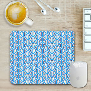 Mousepad Rato com Padrão Japonês Azul Profundo