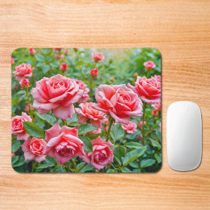 Mousepad Rato com Rosas Cor-de-Rosa