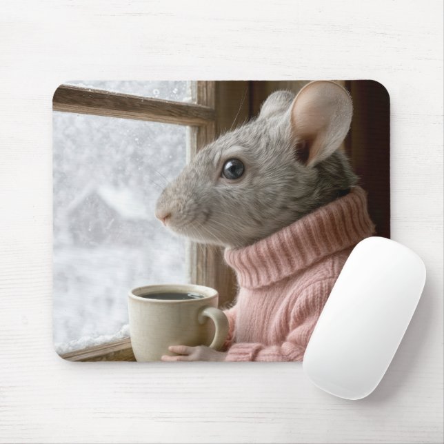 Mousepad Rato Com Uma Xícara de Café (Com mouse)