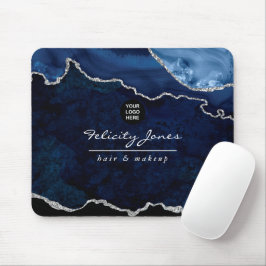 Mousepad Rato Corporativo de Pedra Preciosa Ágata Prata e A