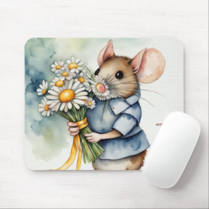 Mousepad Rato De Aquarela Com Boca De Margarida