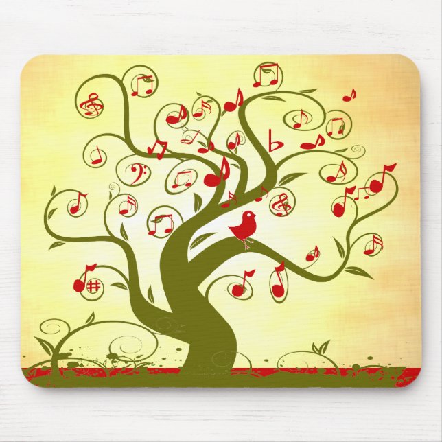 Mousepad Rato de Árvore Redemoinho de Pássaro Fofo (Frente)