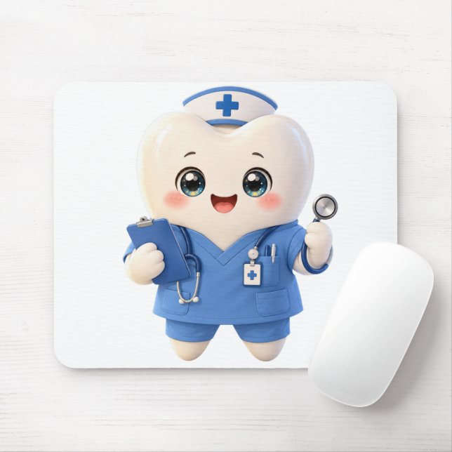Mousepad Rato de Borracha Enfermeira do Dente Fofo | Presen (Com mouse)