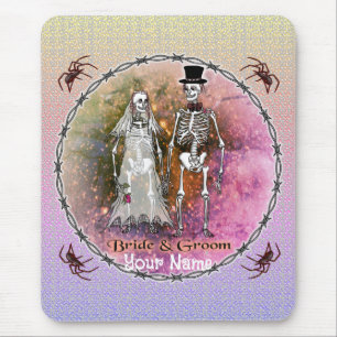Mousepad Rato de Casamento de Esqueleto Gótico