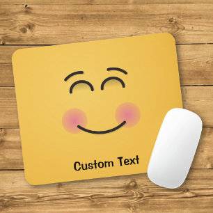 Mousepad Rato de Computador Cara Sorridente com Olhos Sorri