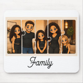 Mousepad Rato de Família em Formato de Puzzle