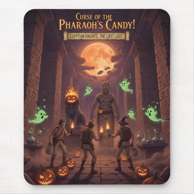 Mousepad Rato de Halloween Egípcio (Frente)