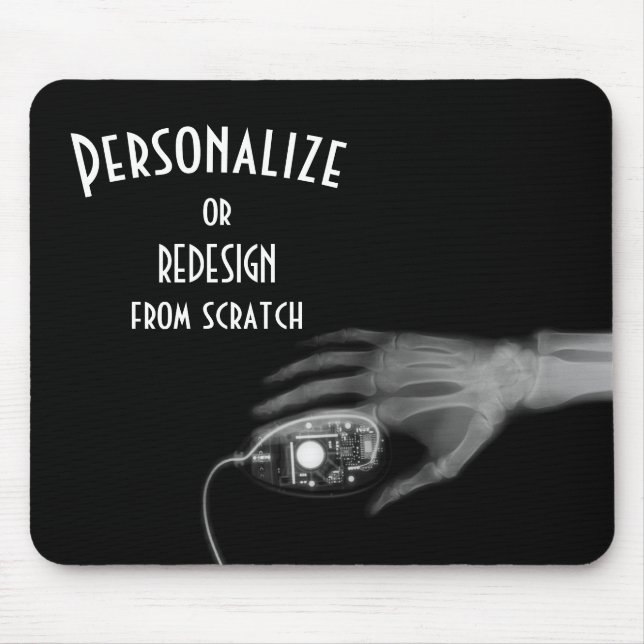 Mousepad Rato de Mão e Computador de Raio X - B&W (Frente)