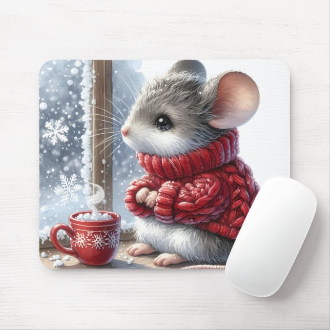 Mousepad Rato De Natal Com Cacau Quente A Vapor (Com mouse)