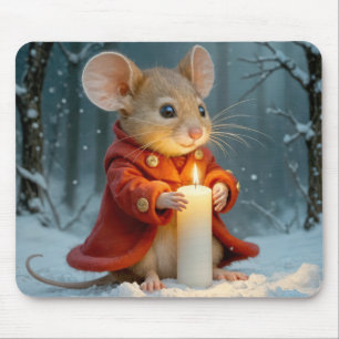Mousepad Rato de Natal com uma Vela