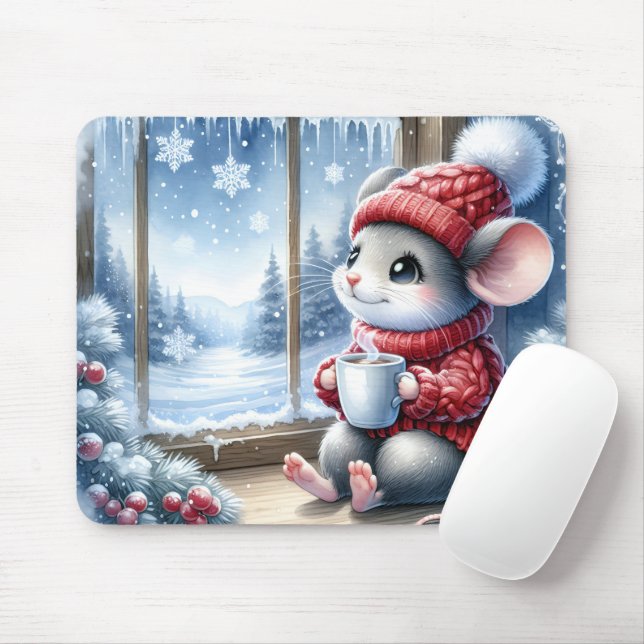 Mousepad Rato De Natal Na Janela (Com mouse)