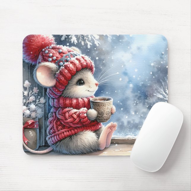 Mousepad Rato De Natal Na Janela (Com mouse)