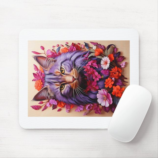 Mousepad Rato de Purple Cat – Presente Perfeito para Amante (Com mouse)
